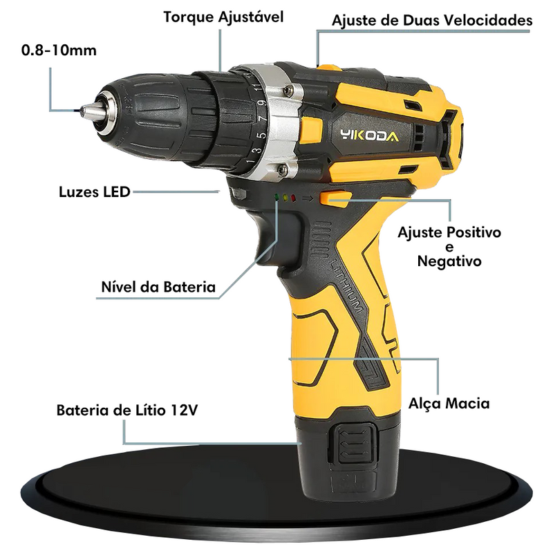 Yikoda Furadeira/Parafusadeira Elétrica
