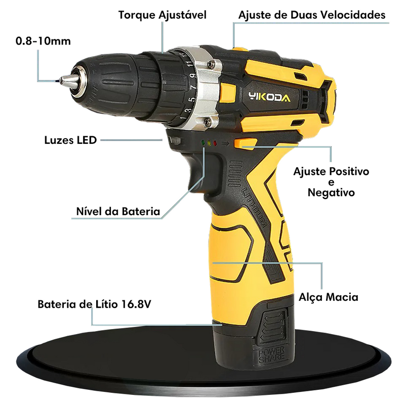 Yikoda Furadeira/Parafusadeira Elétrica