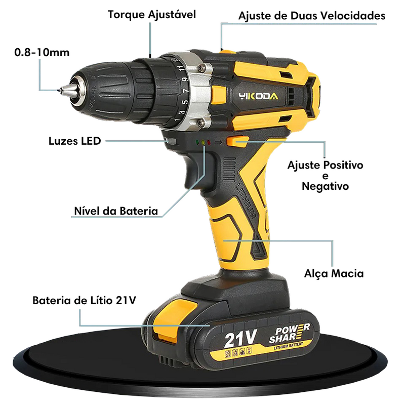 Yikoda Furadeira/Parafusadeira Elétrica